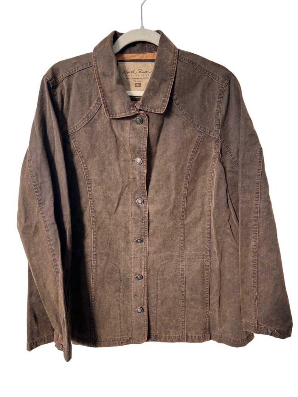 North River Outfitters Jacket XL Button Front Cotton Blend Shacket Neutral
